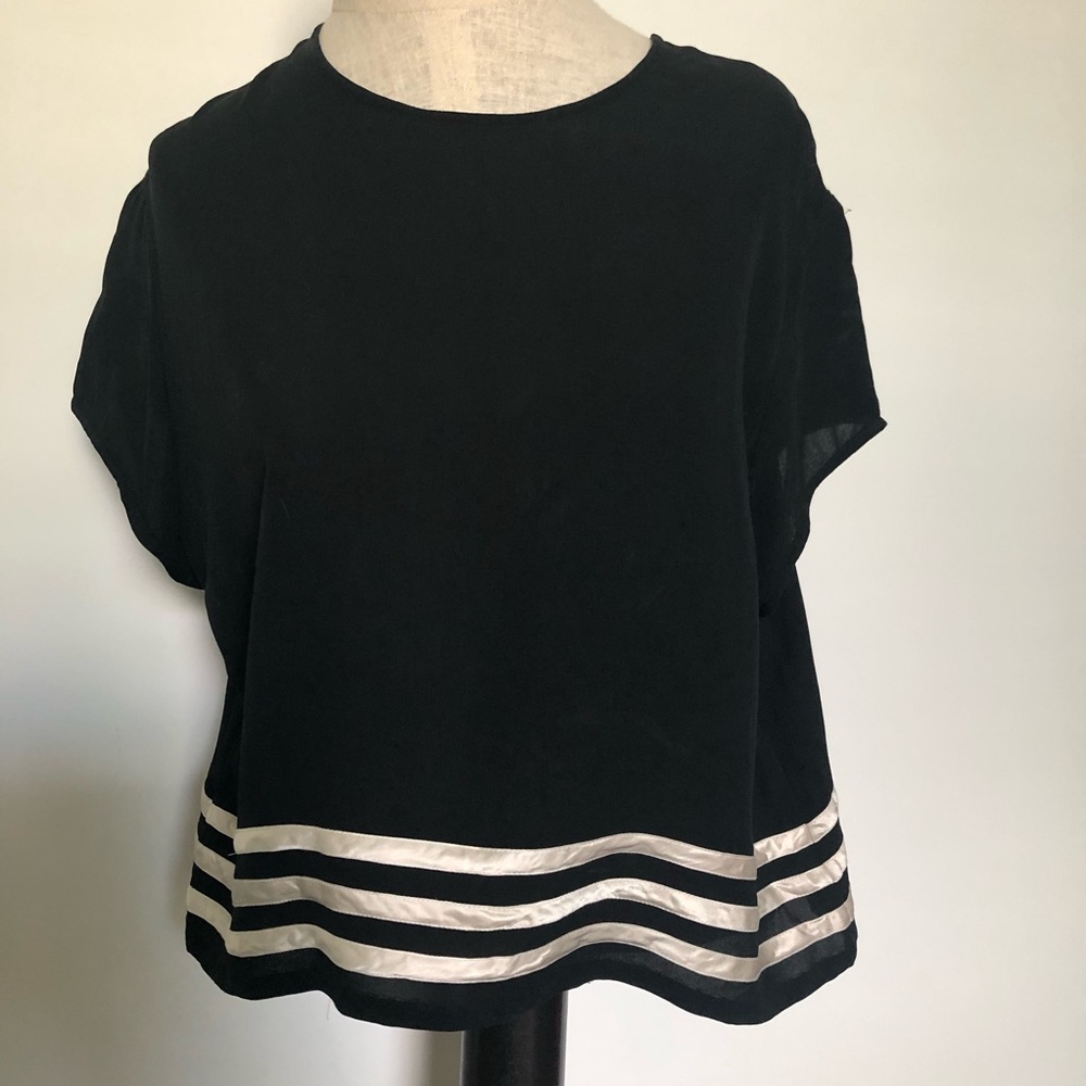 Field Manor Silk Black Striped Blouse